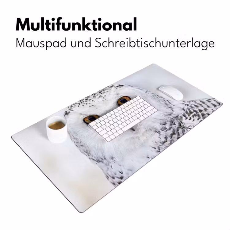Sneeuwuil - Oog - Wildlife - Wit Muismat XXL klein -ysfeer4_duits