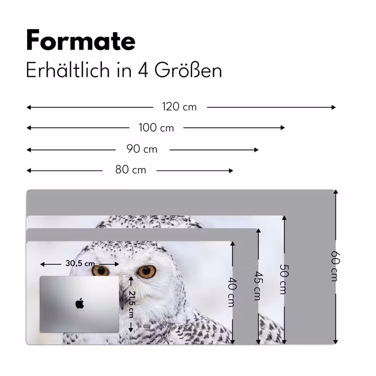 Sneeuwuil - Oog - Wildlife - Wit Muismat XXL klein -ysfeer5_duits