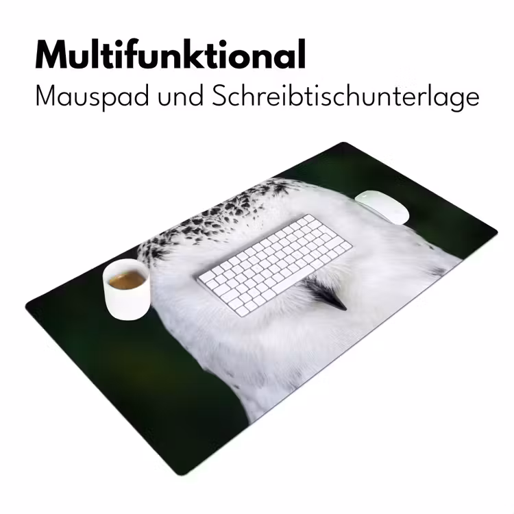 Sneeuwuil - Portret - Geel Muismat XXL klein -ysfeer4_duits
