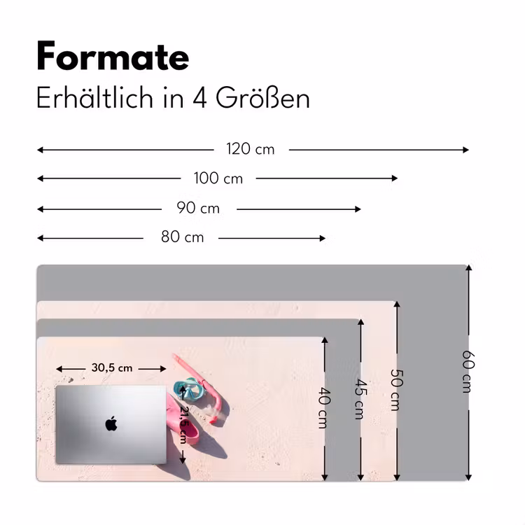 Schreibtischunterlage - Schnorchelset – Strand – Sommer – Rosa - Snorkelset - Strand - Zomer - Roze Muismat XXL klein