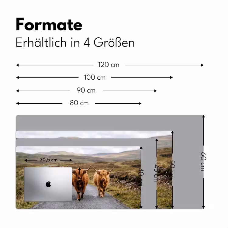 Schotse Hooglanders - Weg - Landschap - Kudde Muismat XXL klein -ysfeer5_duits