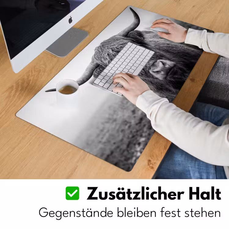 Schotse hooglander - Zwart - Wit - Gras Muismat XXL klein -ysfeer3_duits