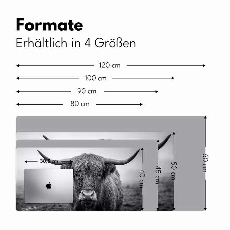 Schotse hooglander - Zwart - Wit - Gras Muismat XXL klein -ysfeer5_duits