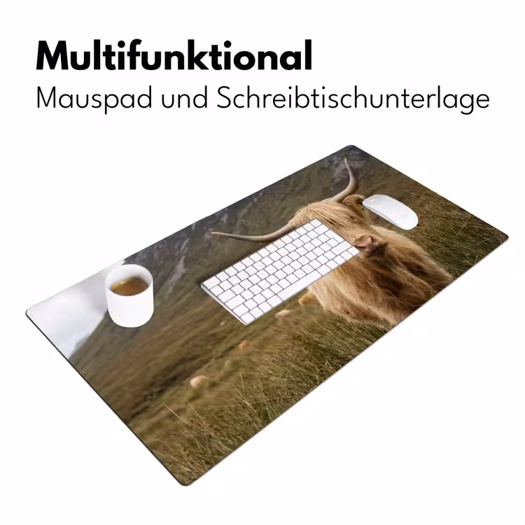 Schotse hooglander - Bergen - Grasveld Muismat XXL klein -ysfeer4_duits