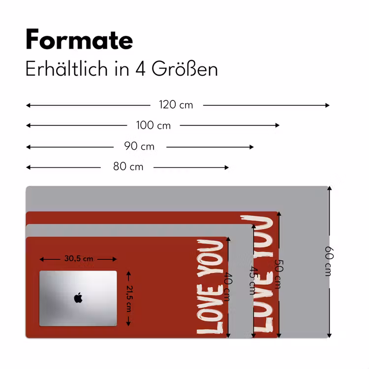 Schuin - Loveyou - Rood Muismat XXL klein -ysfeer5_duits