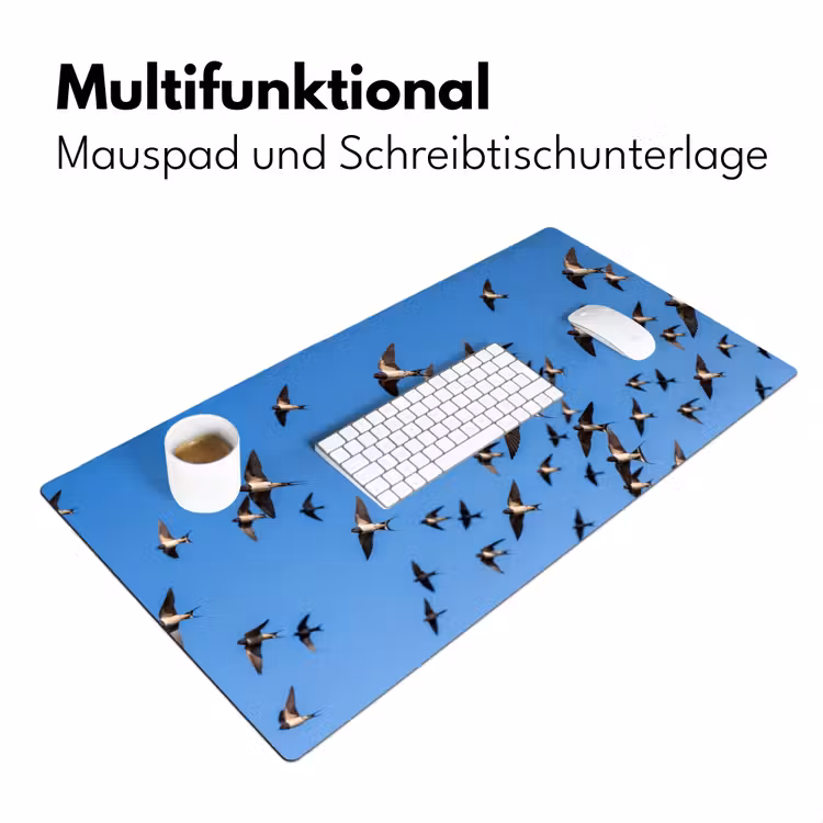 Zwaluwen - Vliegen - Blauw Muismat XXL klein -ysfeer4_duits