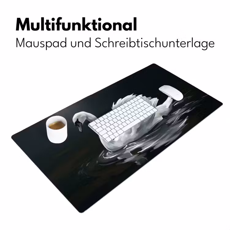 Zwaan - Water - Natuur - Realistisch - Wit Muismat XXL klein -ysfeer4_duits