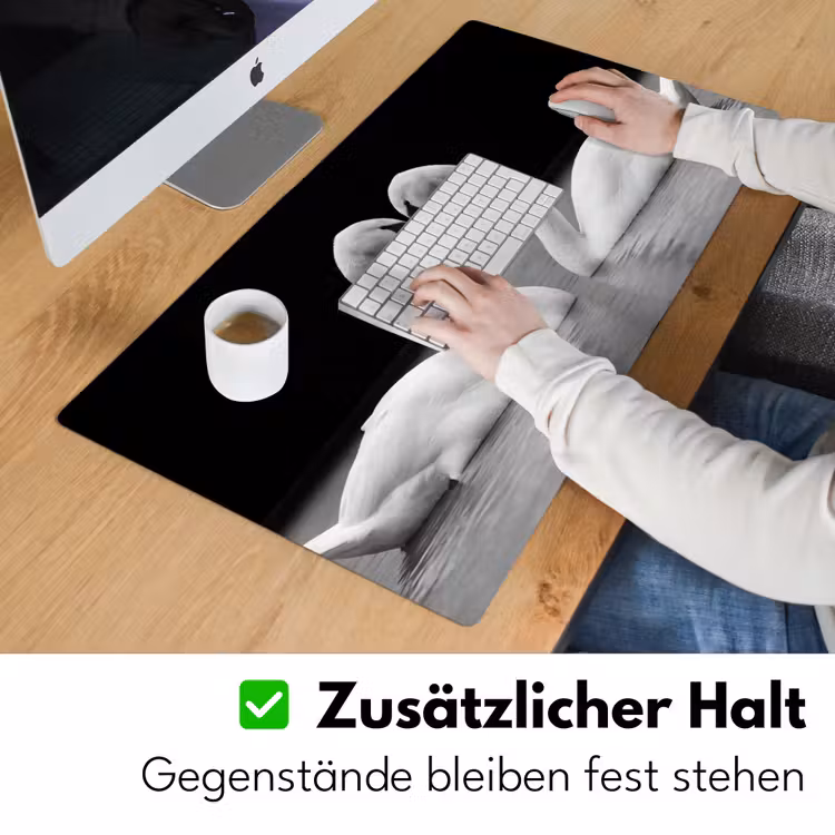 Zwanen - Hart - Zwart - Wit Muismat XXL klein -ysfeer3_duits