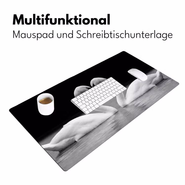 Zwanen - Hart - Zwart - Wit Muismat XXL klein -ysfeer4_duits