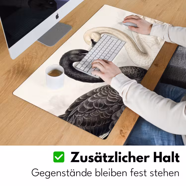Zwanen - Hartvorm - Dieren Muismat XXL klein -ysfeer3_duits