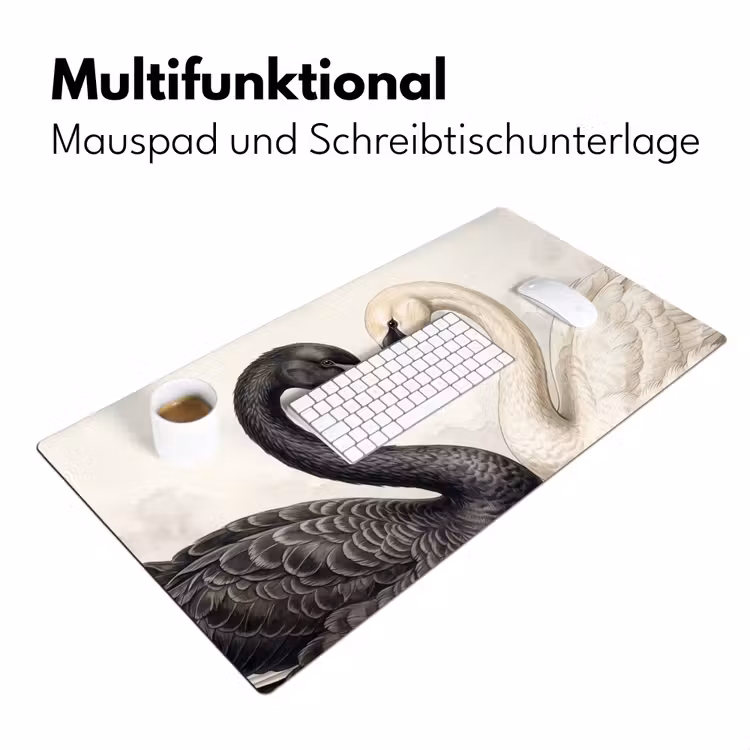 Zwanen - Hartvorm - Dieren Muismat XXL klein -ysfeer4_duits
