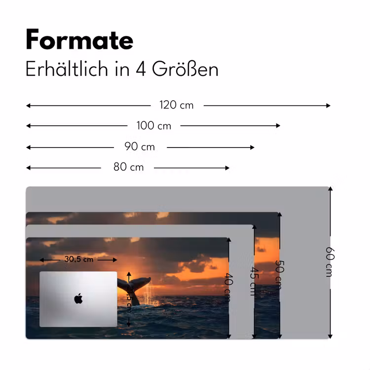 Walvis staart - Water - Zonsondergang Muismat XXL klein -ysfeer5_duits