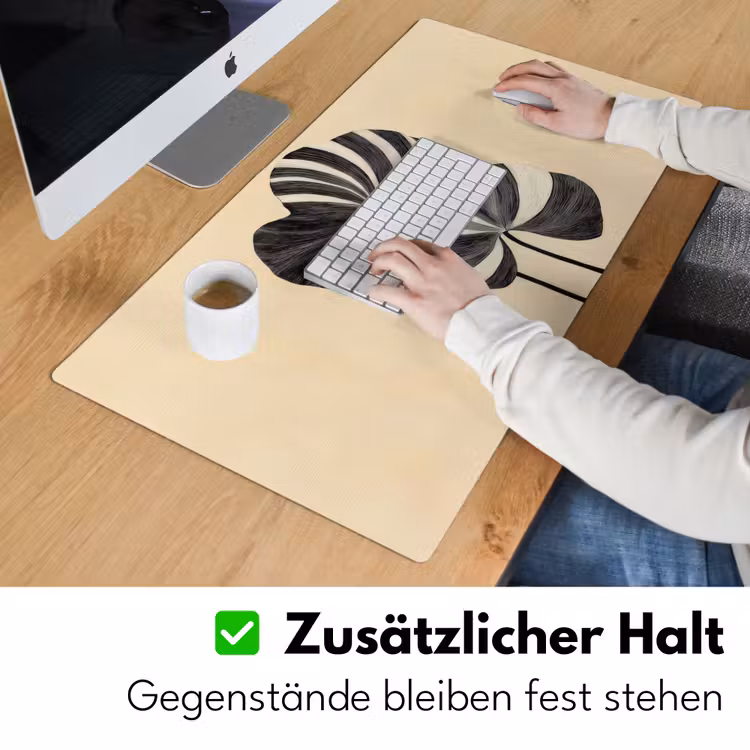 Zwart - Bladeren - Strepen - Minimalistisch Muismat XXL klein -ysfeer3_duits