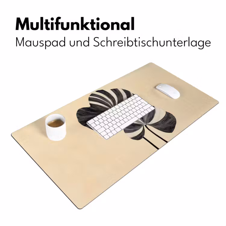 Zwart - Bladeren - Strepen - Minimalistisch Muismat XXL klein -ysfeer4_duits