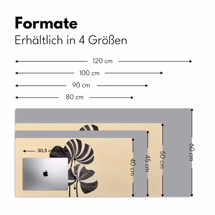 Zwart - Bladeren - Strepen - Minimalistisch Muismat XXL klein -ysfeer5_duits