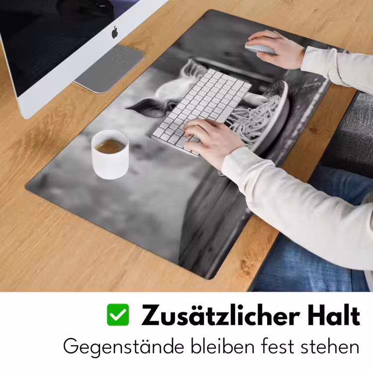 Varken - Schattig - Spaghetti - Zwart wit - Dier Muismat XXL klein -ysfeer3_duits