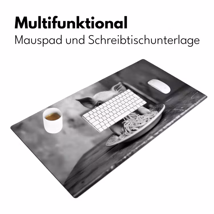 Varken - Schattig - Spaghetti - Zwart wit - Dier Muismat XXL klein -ysfeer4_duits