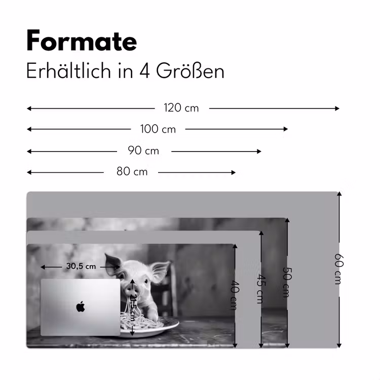 Varken - Schattig - Spaghetti - Zwart wit - Dier Muismat XXL klein -ysfeer5_duits
