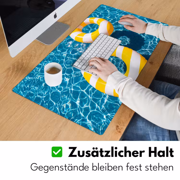 Zwembad - Zwembanden - Zomer - Geel - Blauw Muismat XXL klein -ysfeer3_duits