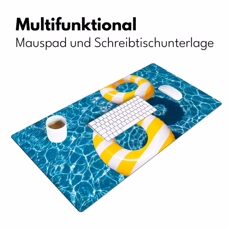 Zwembad - Zwembanden - Zomer - Geel - Blauw Muismat XXL klein -ysfeer4_duits