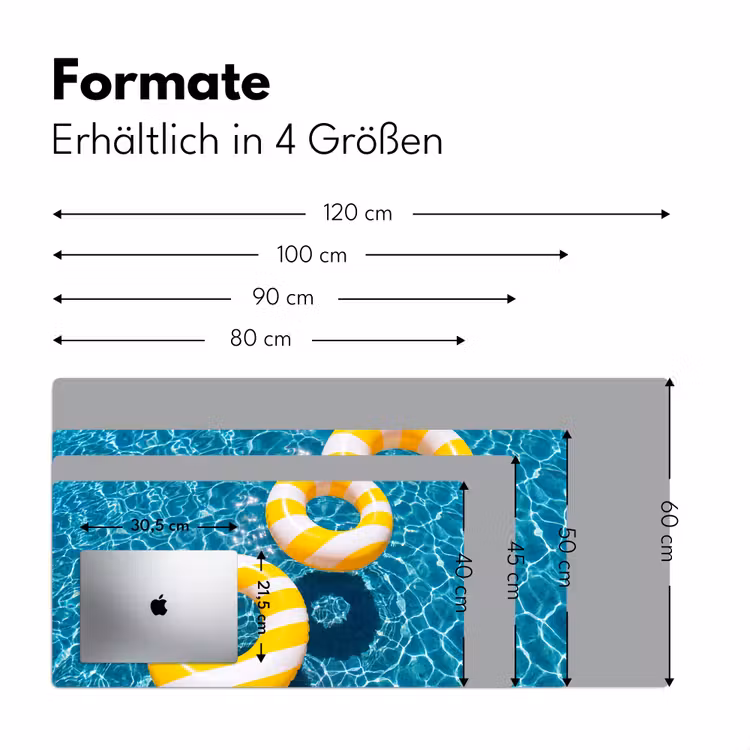 Zwembad - Zwembanden - Zomer - Geel - Blauw Muismat XXL klein -ysfeer5_duits