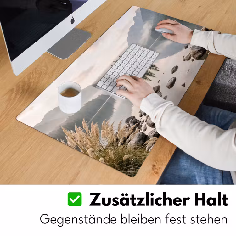 Meer - Bergen - Landschap - Groen Muismat XXL klein -ysfeer3_duits