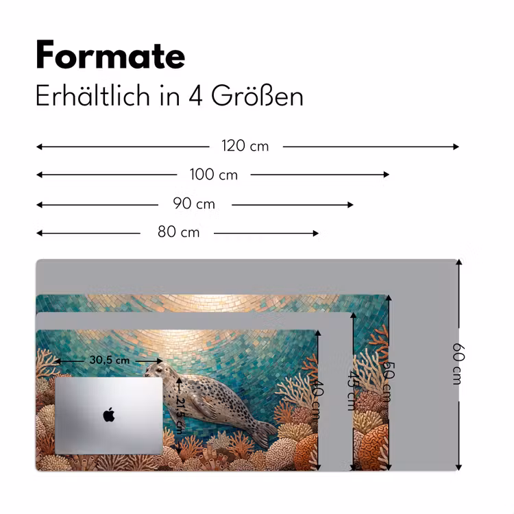 Zeehond - Mozaïek - Onderwater - Dieren - Blauw Muismat XXL klein -ysfeer5_duits