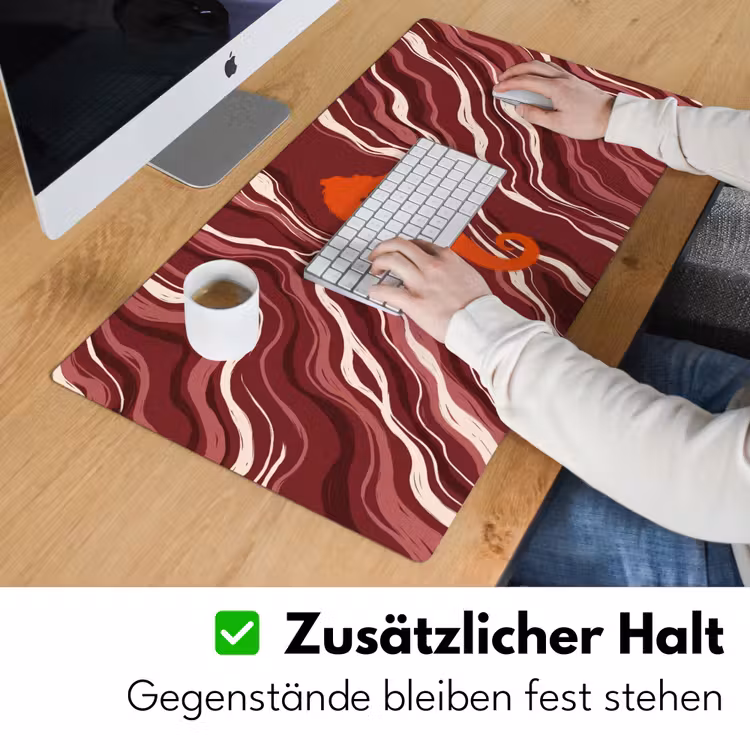 Schreibtischunterlage - Seepferdchen – Wellen – Meeresleben – Abstrakt – Orange - Zeepaardje - Golven - Zeeleven - Abstract - Oranje Muismat XXL klein