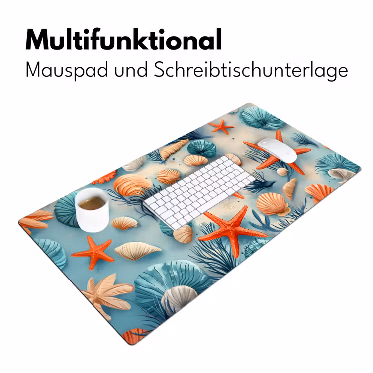 Zeesterren - Schelpen - Illustratie - Zand Muismat XXL klein -ysfeer4_duits