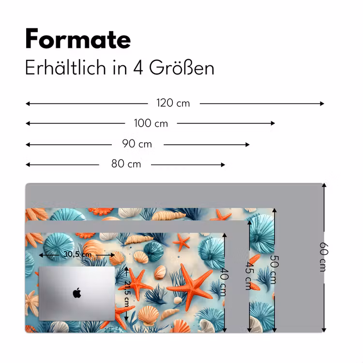 Zeesterren - Schelpen - Illustratie - Zand Muismat XXL klein -ysfeer5_duits