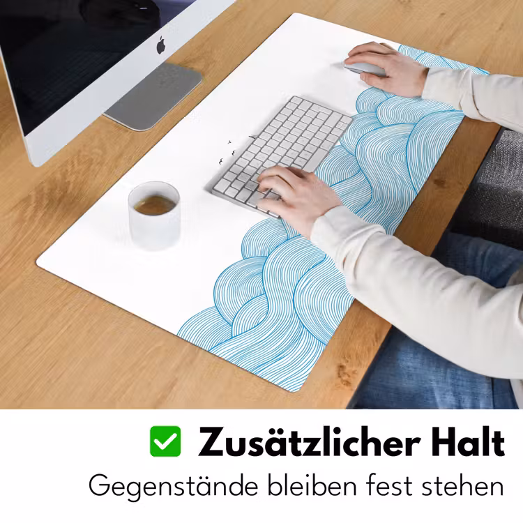 Zeilboot - Golven - Zee - Illustratie - Blauw Muismat XXL klein -ysfeer3_duits