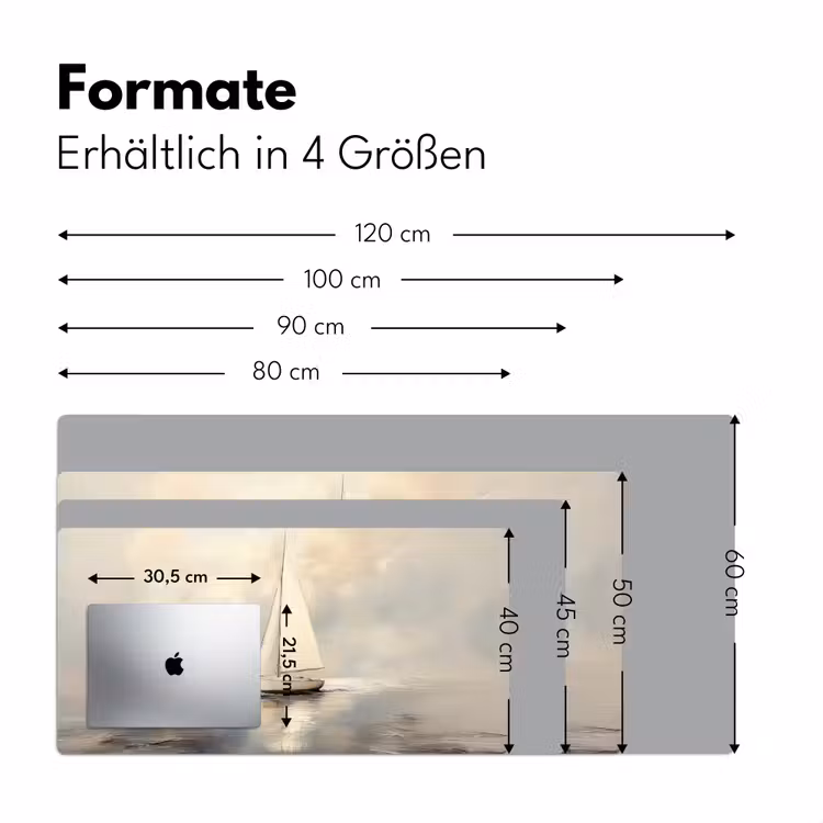 Zeilschip - Zee - Bewolkt Muismat XXL klein -ysfeer5_duits
