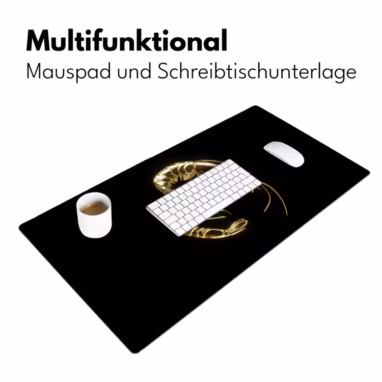 Garnalen - Zwart - Goud - Dieren Muismat XXL klein -ysfeer4_duits