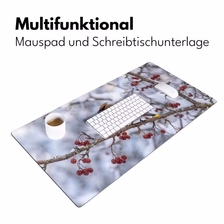 Pestvogel - Bessen - Winter - Natuur Muismat XXL klein -ysfeer4_duits