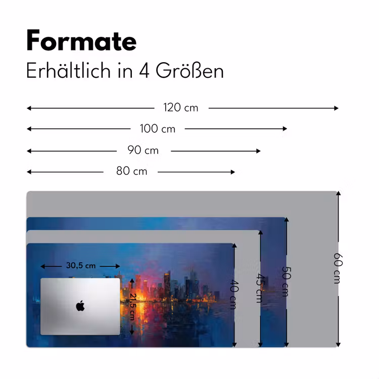 Skyline - Penseelstreken - Donkerblauw - Lichtgevend Muismat XXL klein -ysfeer5_duits