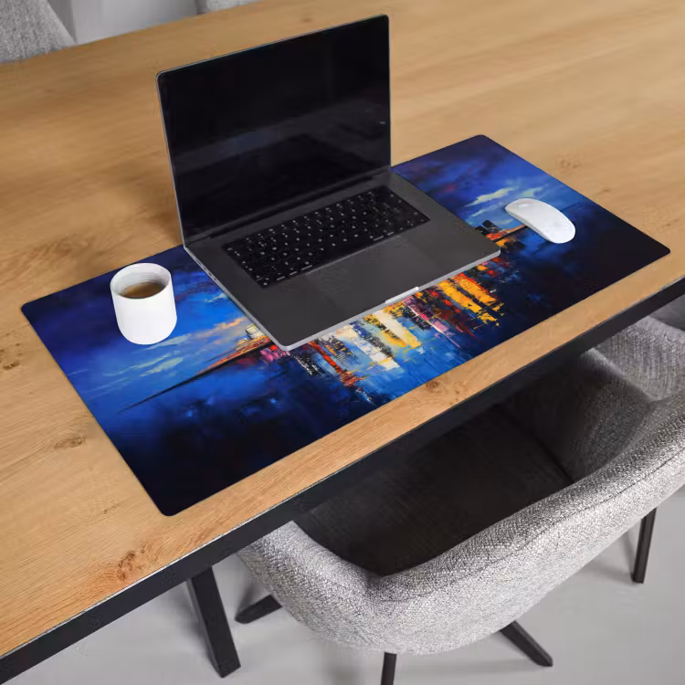 Skyline Toronto - Modern - Stadslicht - Blauw Muismat XXL klein -sfeer1