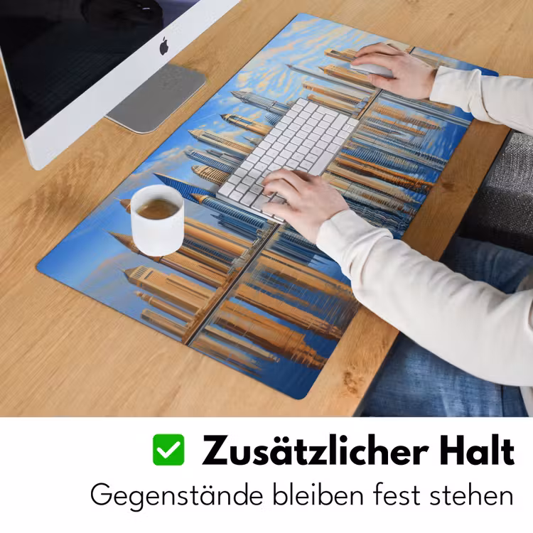 Skyline - Wolkenkrabbers - Water - Blauw Muismat XXL klein -ysfeer3_duits
