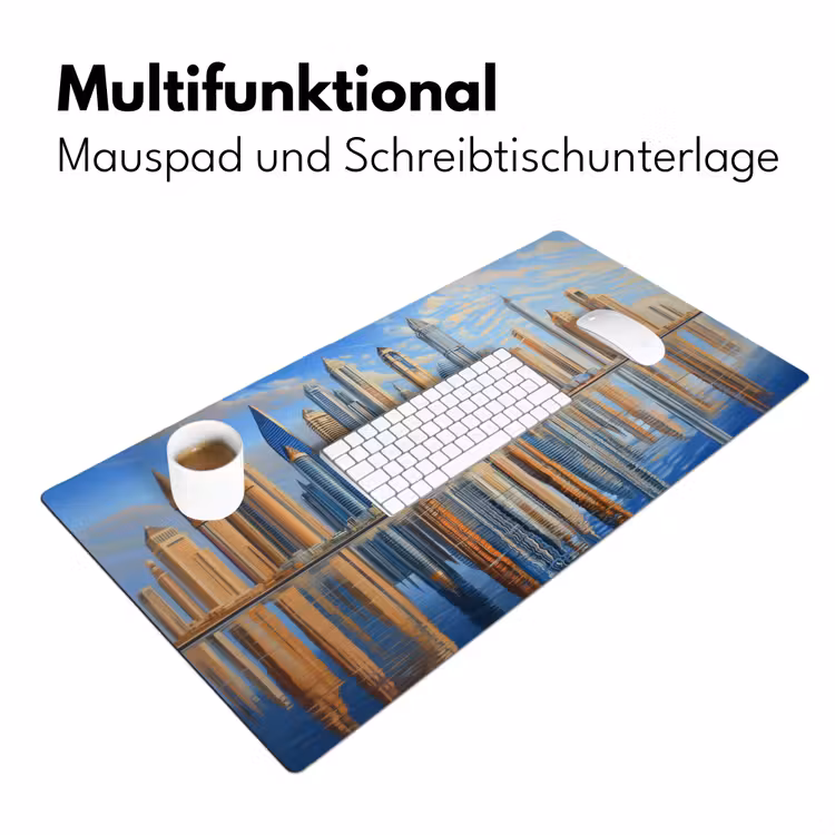 Skyline - Wolkenkrabbers - Water - Blauw Muismat XXL klein -ysfeer4_duits