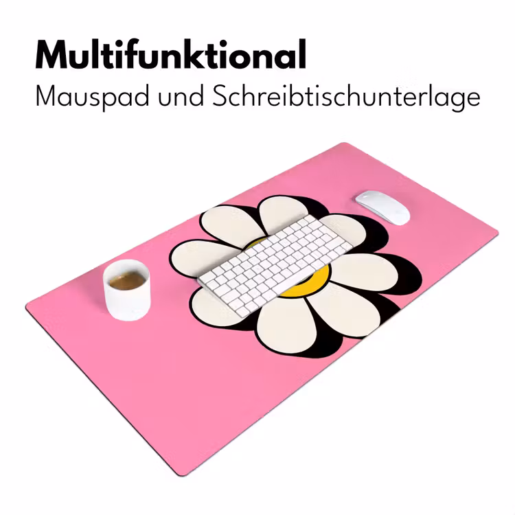 Smiley - Bloem - Roze Muismat XXL klein -ysfeer4_duits