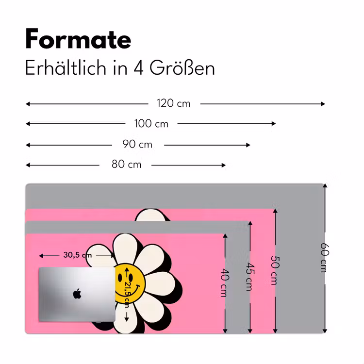 Smiley - Bloem - Roze Muismat XXL klein -ysfeer5_duits