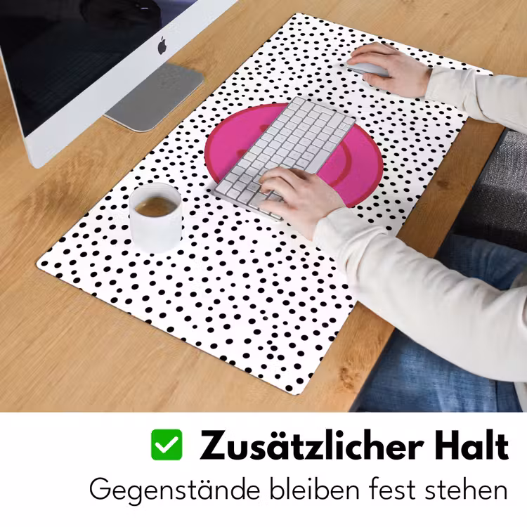 Smiley - Roze - Stippen Muismat XXL klein -ysfeer3_duits