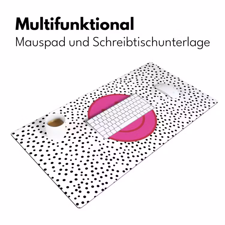 Smiley - Roze - Stippen Muismat XXL klein -ysfeer4_duits