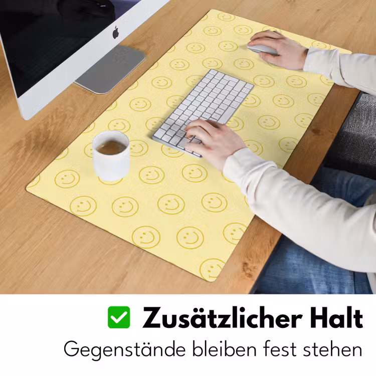 Smileys - Patroon - Retro - Zachtgeel Muismat XXL klein 681 -ysfeer3_duits
