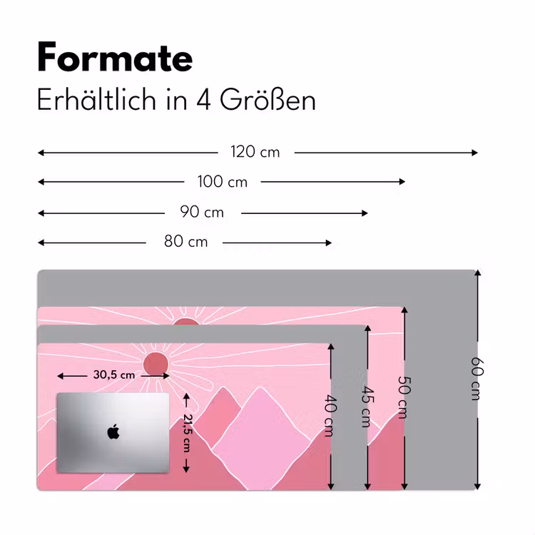 Schreibtischunterlage - Sonne – Berge – Natur – Abstrakt – Rosa - Zon - Bergen - Natuur - Abstract - Roze Muismat XXL klein