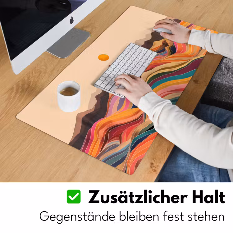 Zon - Kleurrijk landschap - Bergen Muismat XXL klein -ysfeer3_duits