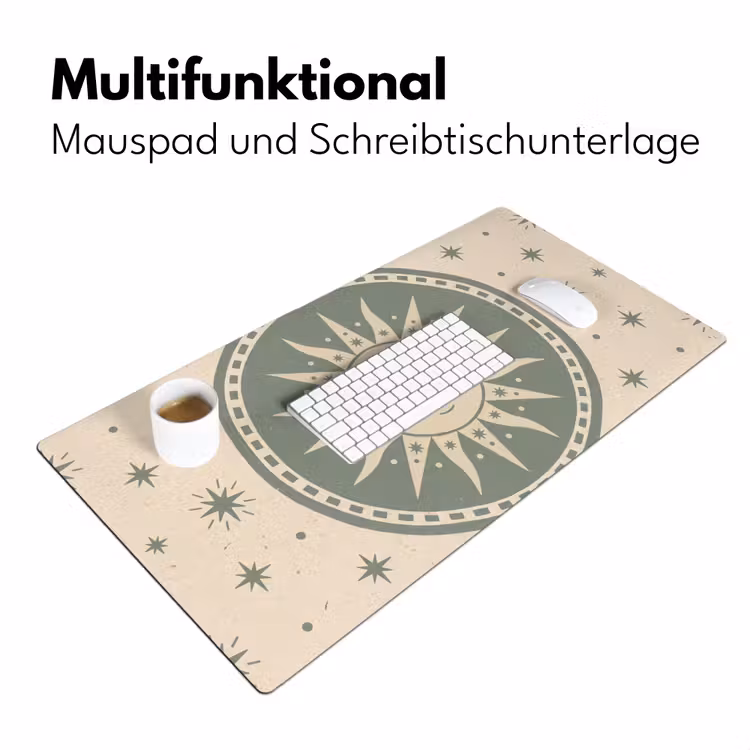 Zon - Sterren - Astrologie - Vintage - Groen Muismat XXL klein -ysfeer4_duits