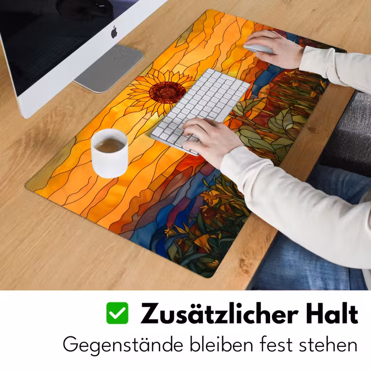Zonnebloem - Mozaïek - Zonsondergang - Geel Muismat XXL klein -ysfeer3_duits