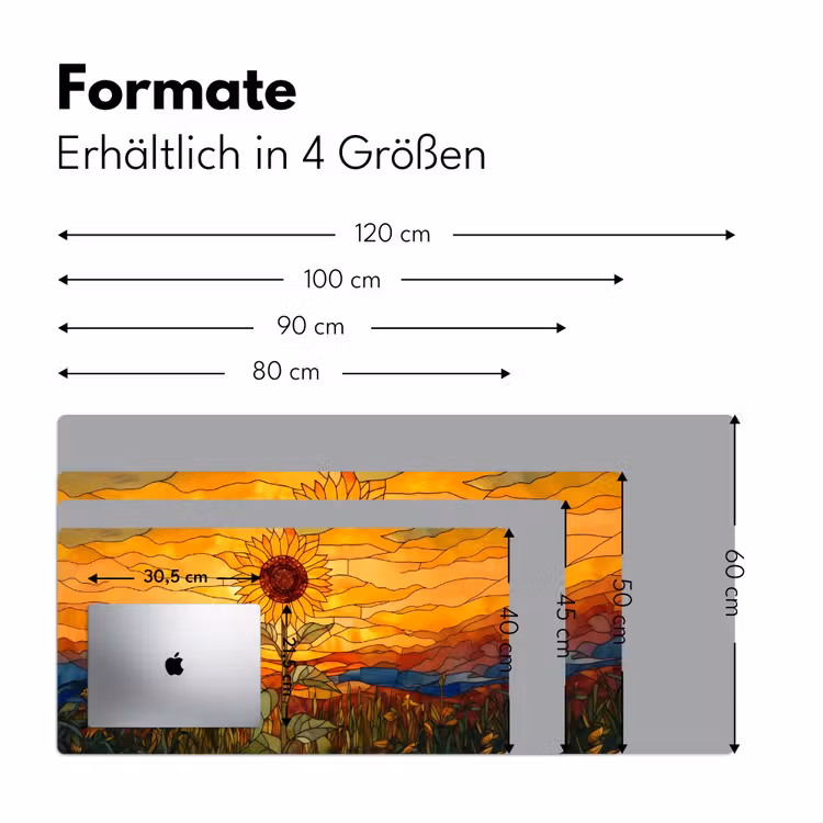 Zonnebloem - Mozaïek - Zonsondergang - Geel Muismat XXL klein -ysfeer5_duits
