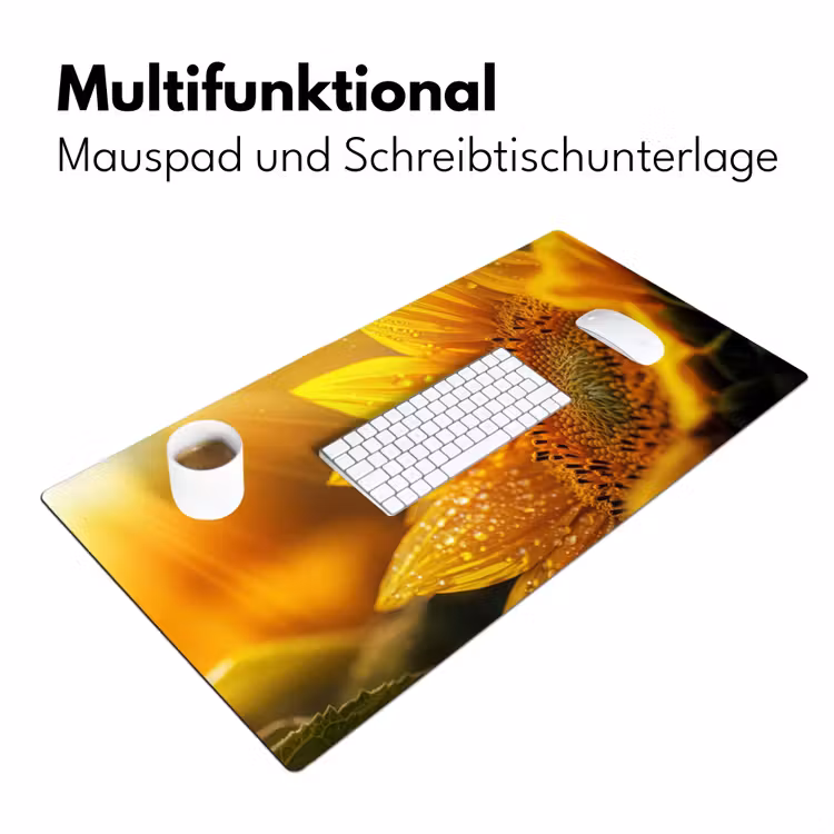 Zonnebloem - Dauwdruppels - Geel - Zonlicht Muismat XXL klein -ysfeer4_duits