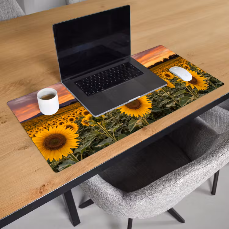 Zonnebloemen - Heuvellandschap - Geel Muismat XXL klein -sfeer1